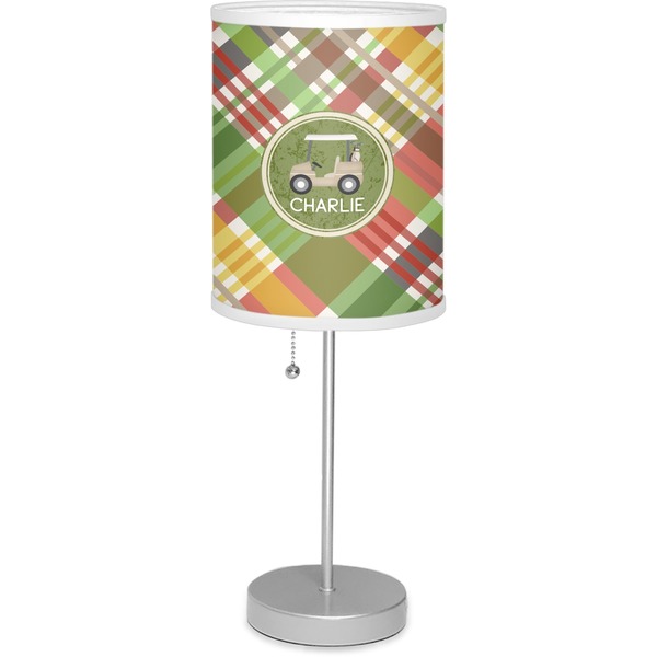 Custom Golfer's Plaid 7" Drum Lamp with Shade Linen (Personalized)