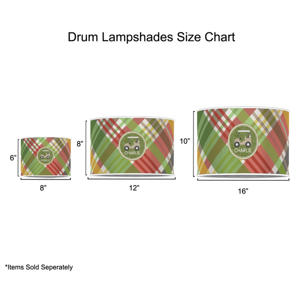 Golfer's Plaid Drum Lampshades - Sizing Chart