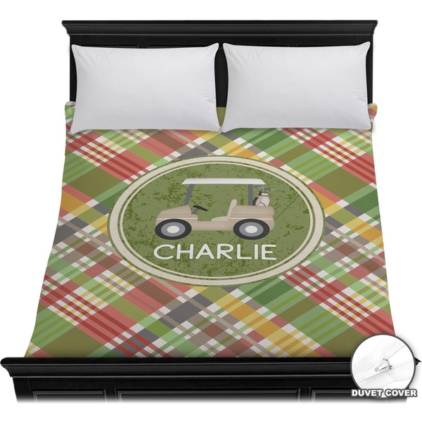 Custom Golfer's Plaid Duvet Cover - Full / Queen (Personalized)