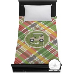 Golfer's Plaid Duvet Cover - Twin (Personalized)