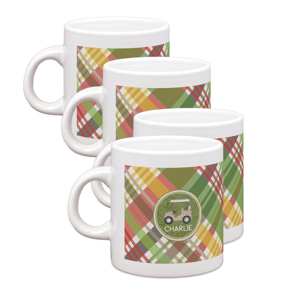 Custom Golfer's Plaid Single Shot Espresso Cups - Set of 4 (Personalized)