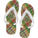Golfer's Plaid Flip Flops - Large (Personalized)