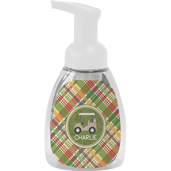 Custom Golfer's Plaid Foam Soap Bottle - White (Personalized)