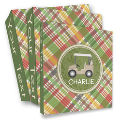 Golfer's Plaid 3 Ring Binder - Full Wrap (Personalized)