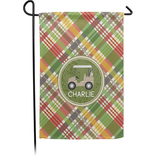 Custom Golfer's Plaid Small Garden Flag - Single Sided w/ Name or Text