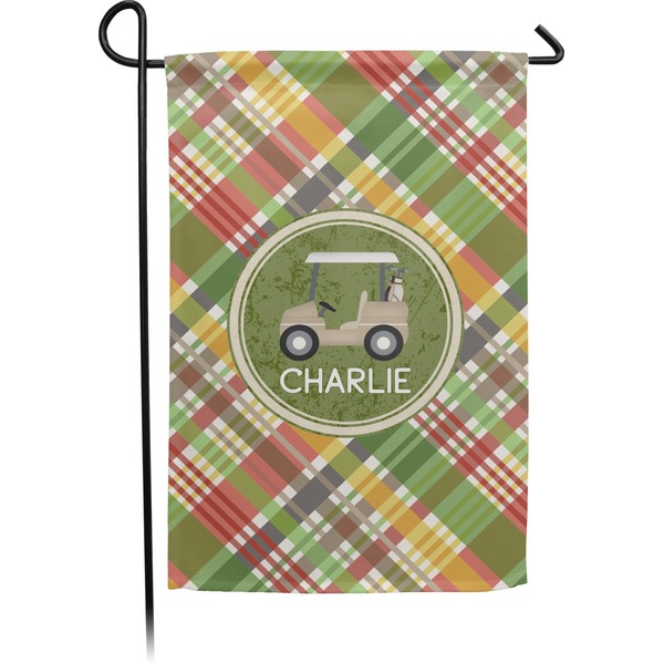 Custom Golfer's Plaid Small Garden Flag - Double Sided w/ Name or Text