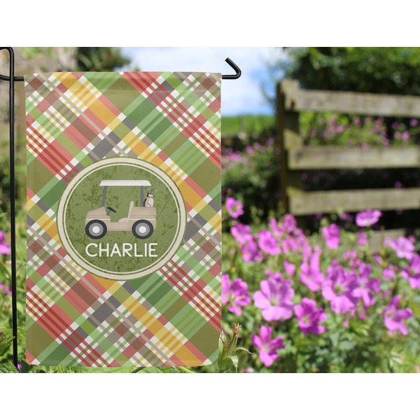 Golfer's Plaid Garden Flag - Outside In Flowers