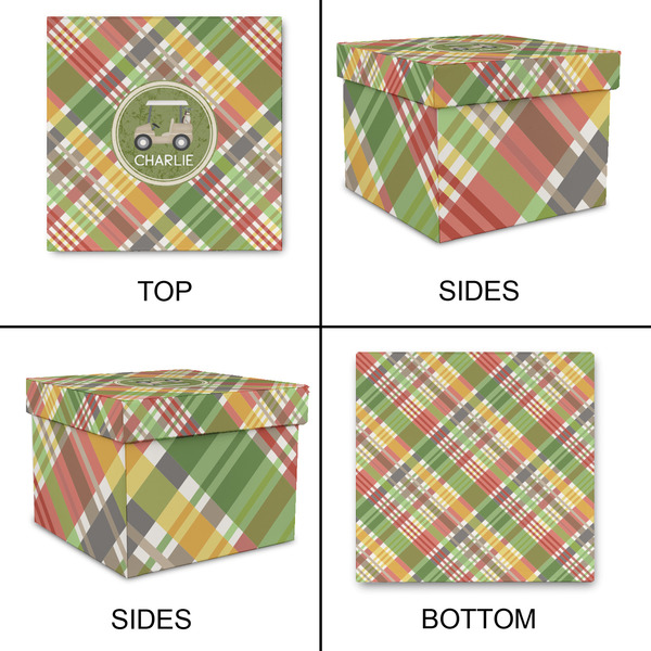 Golfer's Plaid Gift Boxes with Lid - Canvas Wrapped - Large - Approval