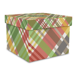 Golfer's Plaid Gift Box with Lid - Canvas Wrapped - Large (Personalized)