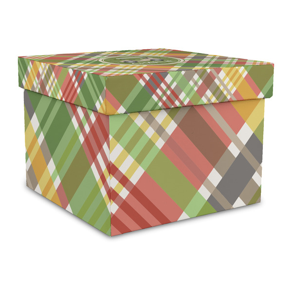 Custom Golfer's Plaid Gift Box with Lid - Canvas Wrapped - Large (Personalized)