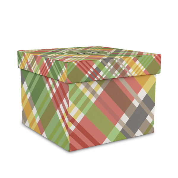 Custom Golfer's Plaid Gift Box with Lid - Canvas Wrapped - Medium (Personalized)