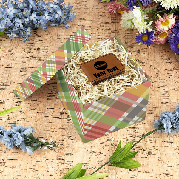 Golfer's Plaid Gift Boxes with Lid - Canvas Wrapped - Small - In Context