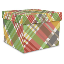 Golfer's Plaid Gift Box with Lid - Canvas Wrapped - X-Large (Personalized)