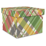 Golfer's Plaid Gift Box with Lid - Canvas Wrapped - XX-Large (Personalized)