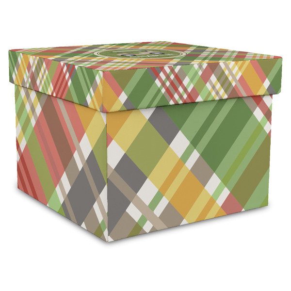 Custom Golfer's Plaid Gift Box with Lid - Canvas Wrapped - XX-Large (Personalized)