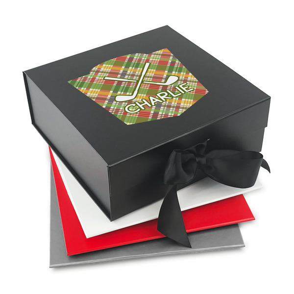 Custom Golfer's Plaid Gift Box with Magnetic Lid (Personalized)
