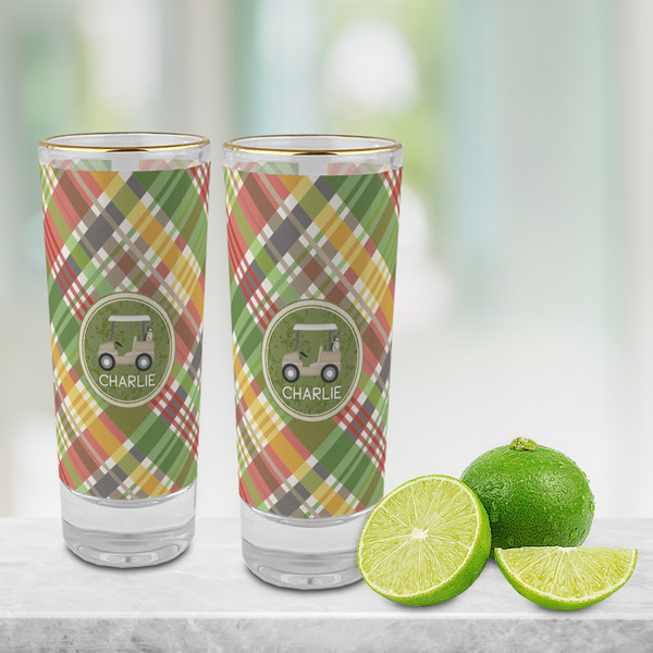 Golfer's Plaid Glass Shot Glass - 2 oz - LIFESTYLE