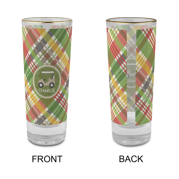 Golfer's Plaid Glass Shot Glass - 2 oz - Single - APPROVAL