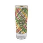 Golfer's Plaid 2 oz Shot Glass -  Glass with Gold Rim - Set of 4 (Personalized)