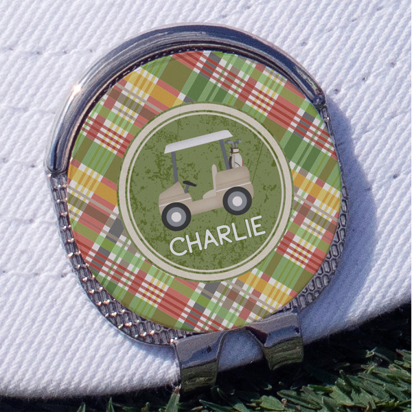 Custom Golfer's Plaid Golf Ball Marker - Hat Clip