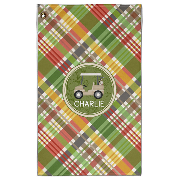 Custom Golfer's Plaid Golf Towel - Poly-Cotton Blend - Large w/ Name or Text