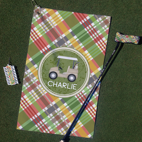Custom Golfer's Plaid Golf Towel Gift Set (Personalized)