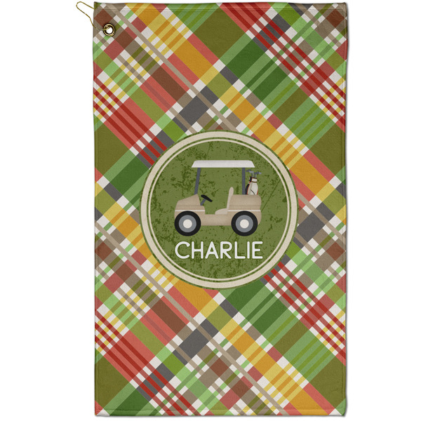 Custom Golfer's Plaid Golf Towel - Poly-Cotton Blend - Small w/ Name or Text