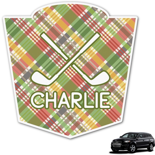 Custom Golfer's Plaid Graphic Car Decal (Personalized)