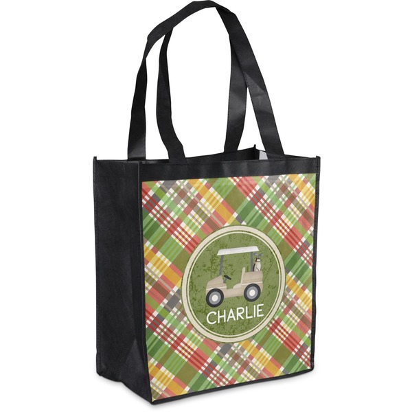 Custom Golfer's Plaid Grocery Bag (Personalized)