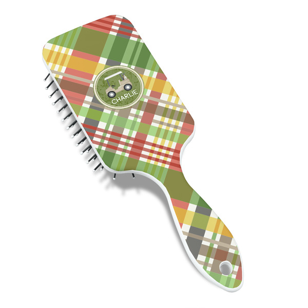 Golfer's Plaid Hair Brush - Angle View