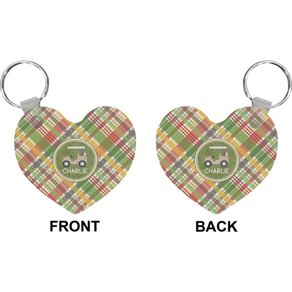 Golfer's Plaid Heart Keychain (Front + Back)