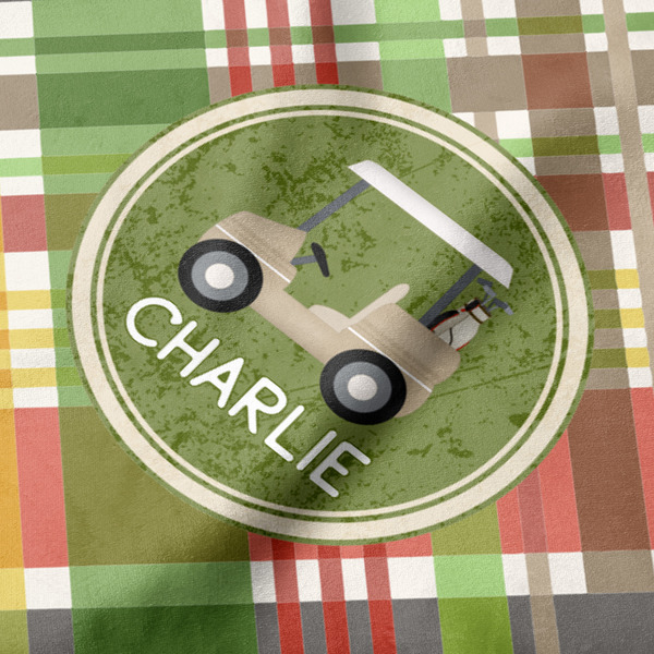 Golfer's Plaid Hooded Baby Towel- Detail Close Up