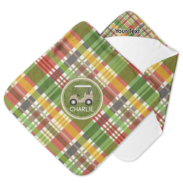 Custom Golfer's Plaid Hooded Baby Towel (Personalized)