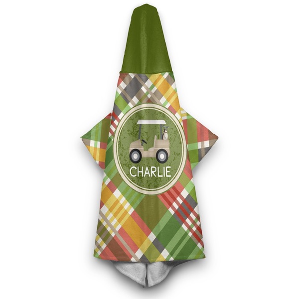 Golfer's Plaid Hooded Towel - Hanging