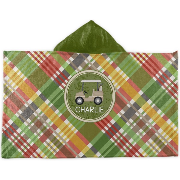 Custom Golfer's Plaid Kids Hooded Towel (Personalized)