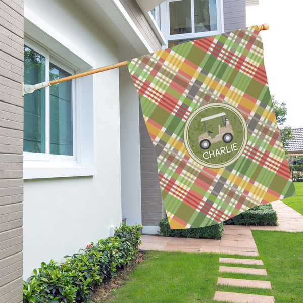 Golfer's Plaid House Flags - Single Sided - LIFESTYLE