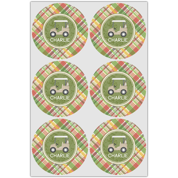 Golfer's Plaid Icing Circle - Large - Set of 6