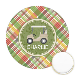 Golfer's Plaid Printed Cookie Topper - Round (Personalized)