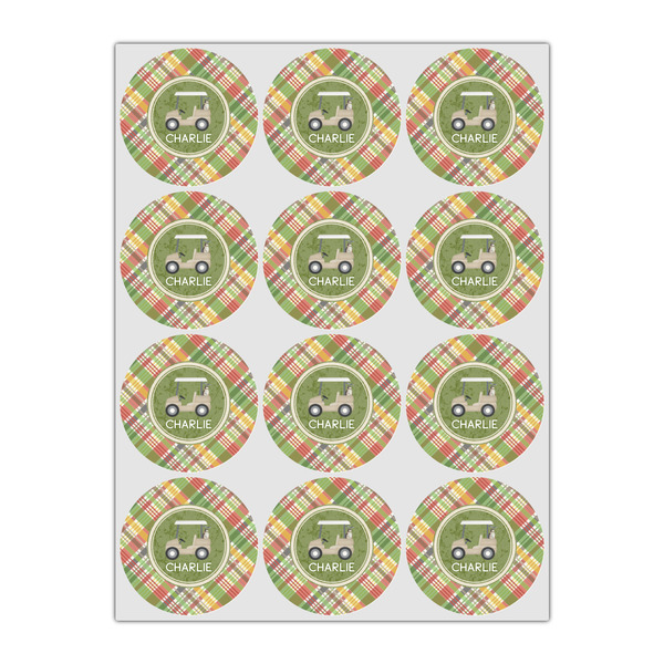 Golfer's Plaid Icing Circle - Small - Set of 12