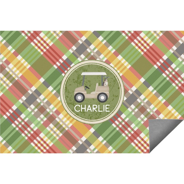 Custom Golfer's Plaid Indoor / Outdoor Rug - 6'x8' w/ Name or Text