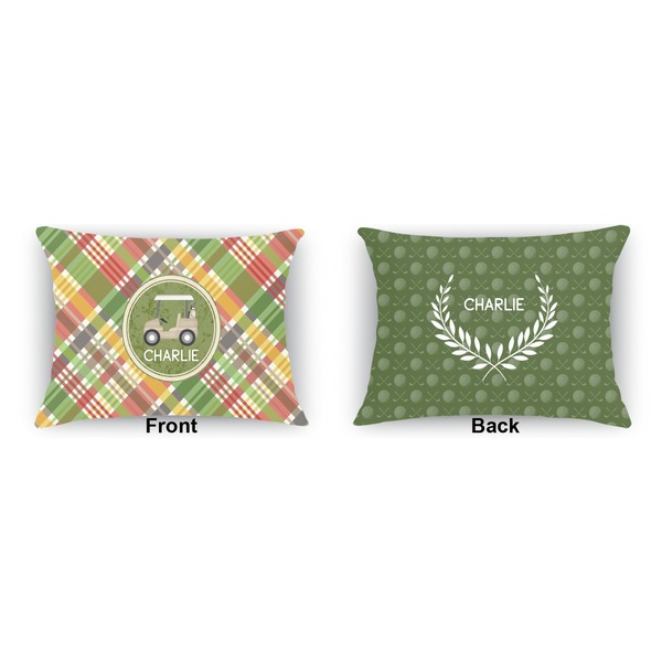 Golfer's Plaid Indoor Rectangular Burlap Pillow (Front and Back)