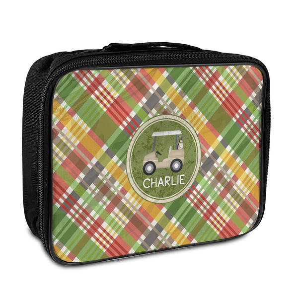 Custom Golfer's Plaid Insulated Lunch Bag (Personalized)