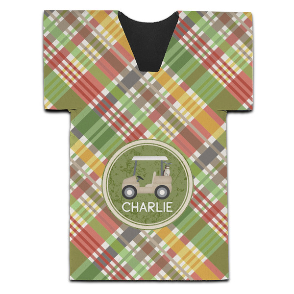 Golfer's Plaid Jersey Bottle Cooler - Set of 4 - FRONT (flat)
