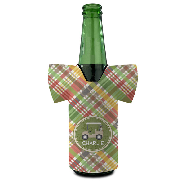 Golfer's Plaid Jersey Bottle Cooler - Set of 4 - FRONT (on bottle)