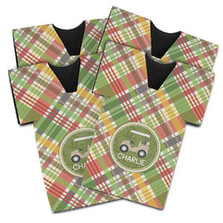 Golfer's Plaid Jersey Bottle Cooler - Set of 4 (Personalized)