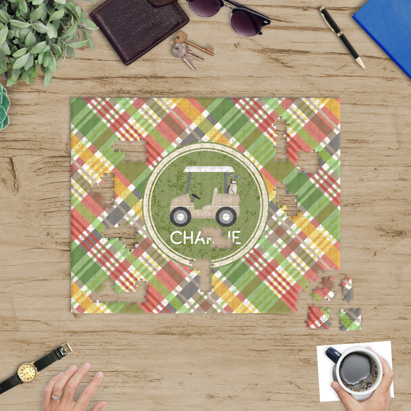 Golfer's Plaid Jigsaw Puzzle 500 Piece - In Context