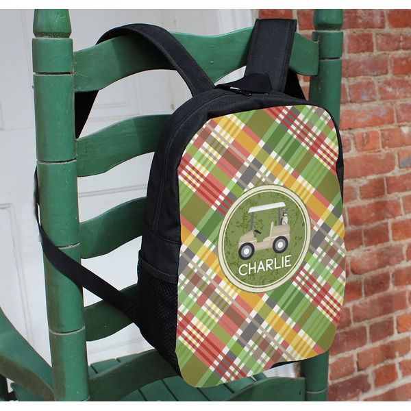 Golfer's Plaid Kids Backpack - In Context