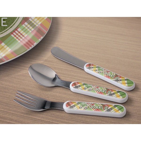 Golfer's Plaid Kids Flatware w/ Plate