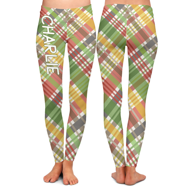 Golfer's Plaid Ladies Leggings - Front and Back