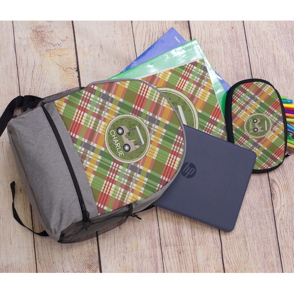 Golfer's Plaid Large Backpack - Gray - With Stuff